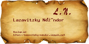Lazavitzky Nándor névjegykártya